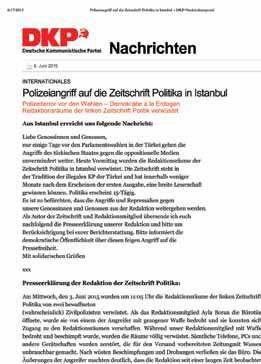 DKP'nin Politika Gazetesi'ne yapılan saldırıya ilişkin açıklaması